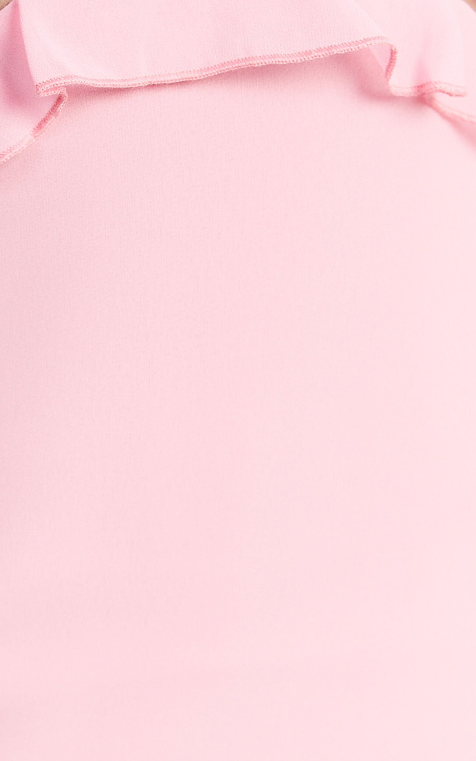 Hattie Midi Dress - Ruffle Detail V-neck Dress in Pink