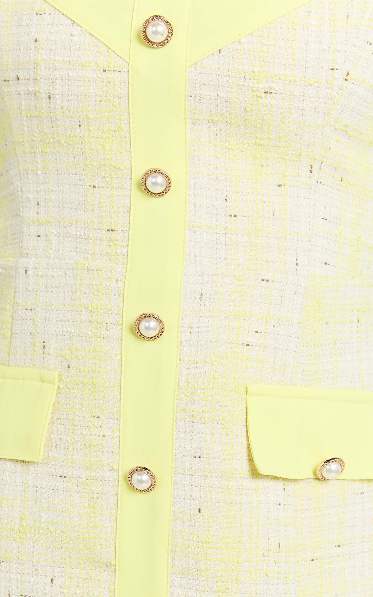 Jada Mini Dress - Sweetheart Neckline Button Up Dress in Lemon