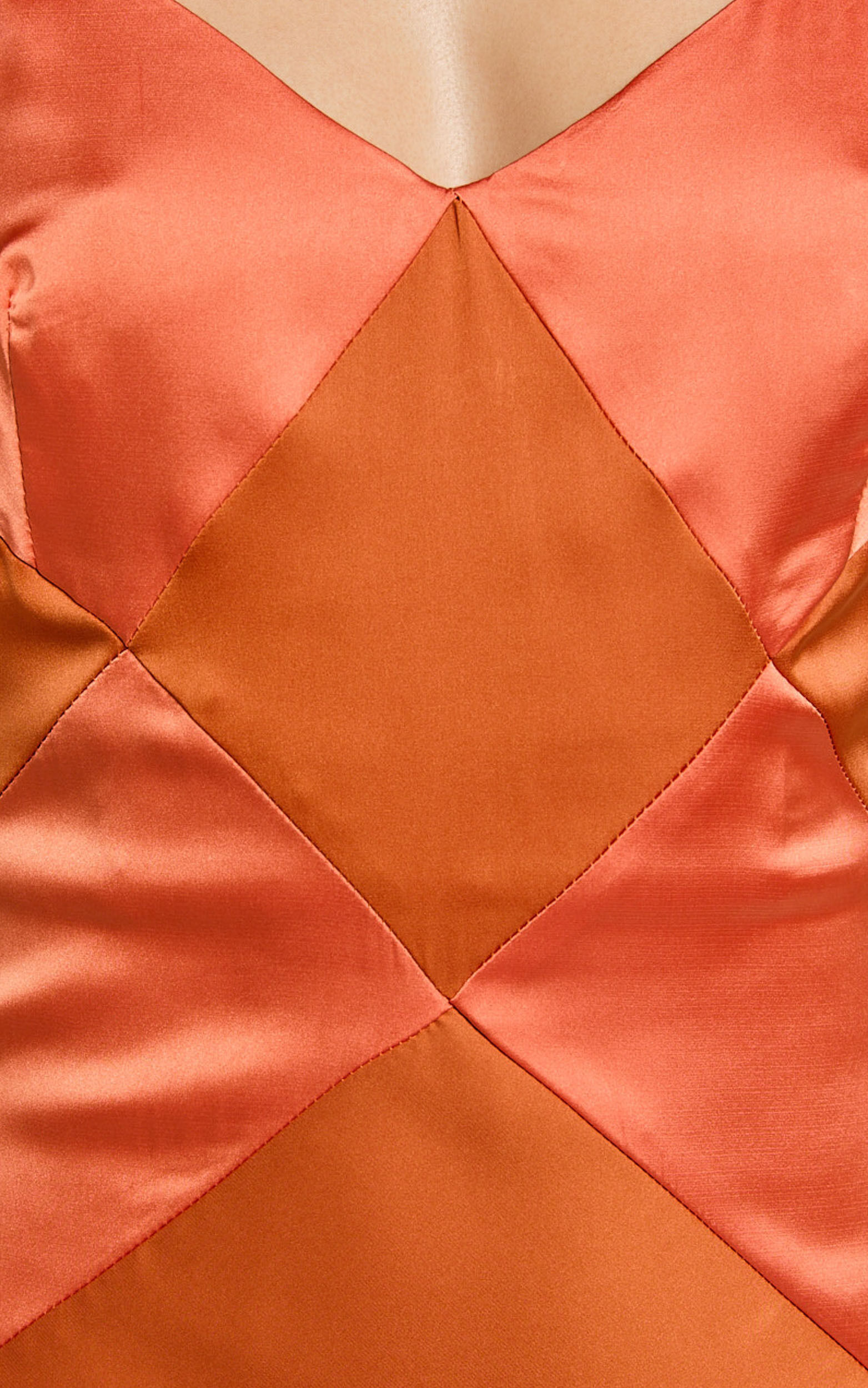 Amira Midi Dress - V Neck Sleeveless Slip Dress in Orange