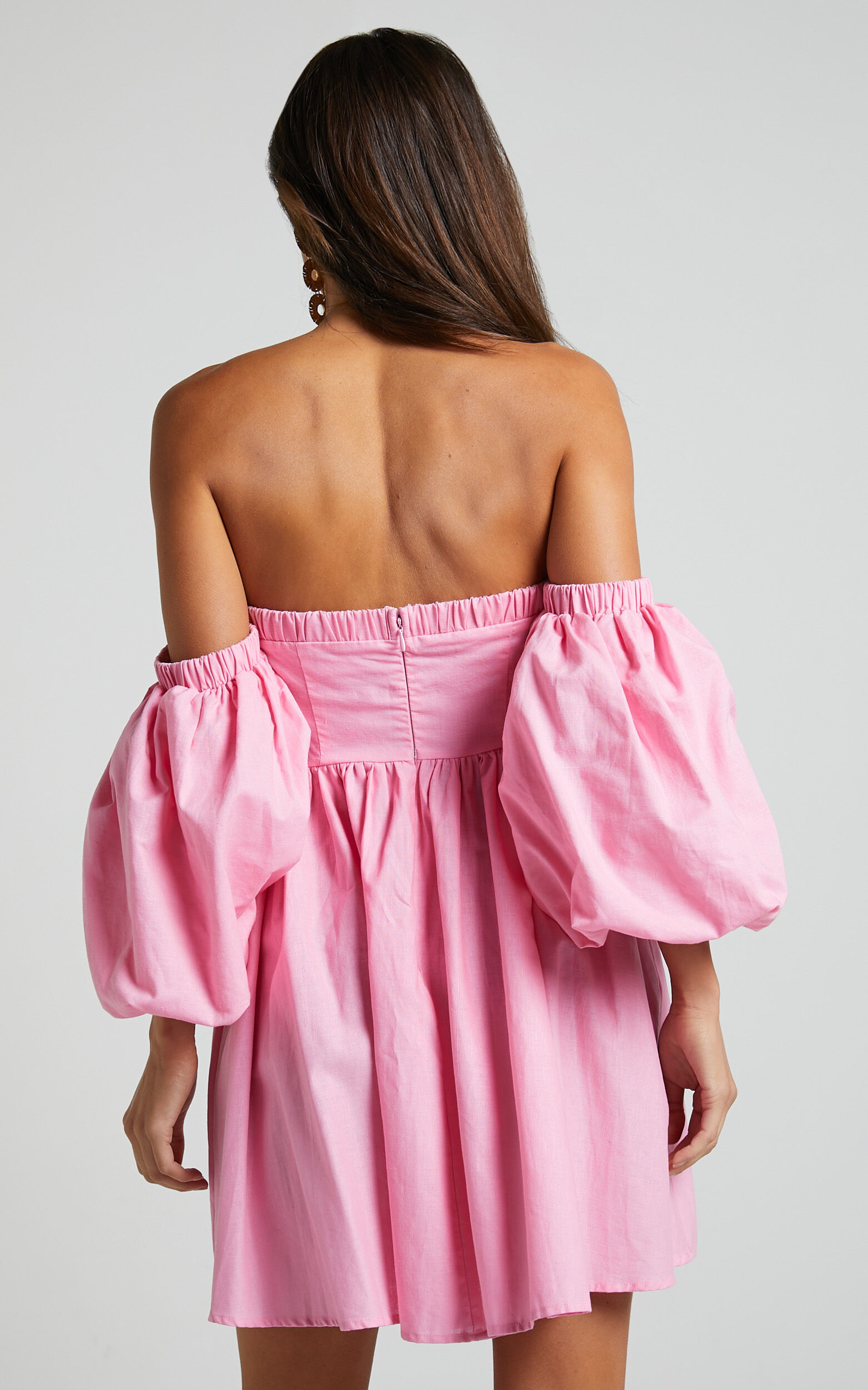 Amalie The Label - Cielio Linen Blend Paneled Bust Mini Dress in Pink