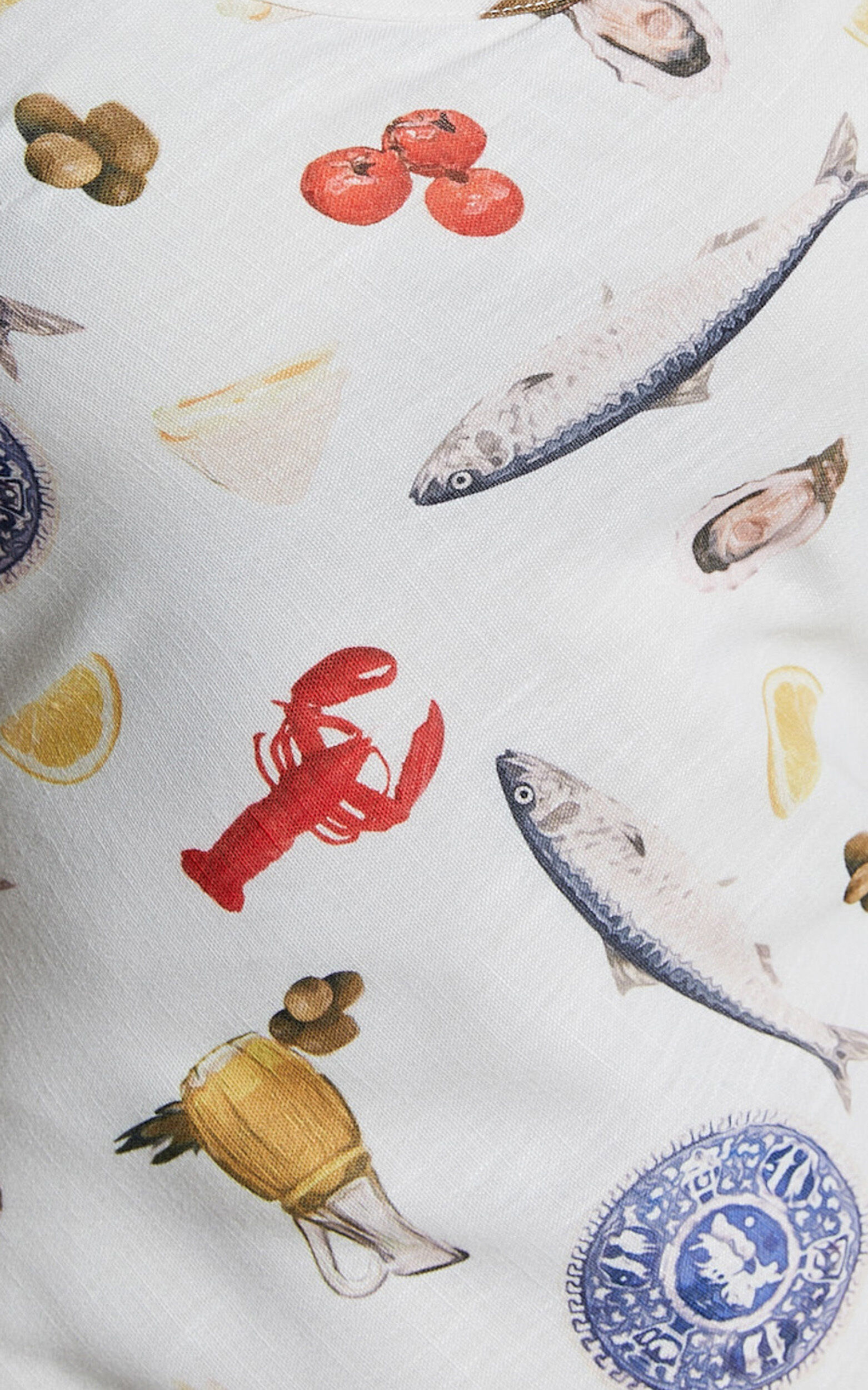 Jamilla Midi Dress - Bias Cut Linen Midi Slip Dress in Seaside Print