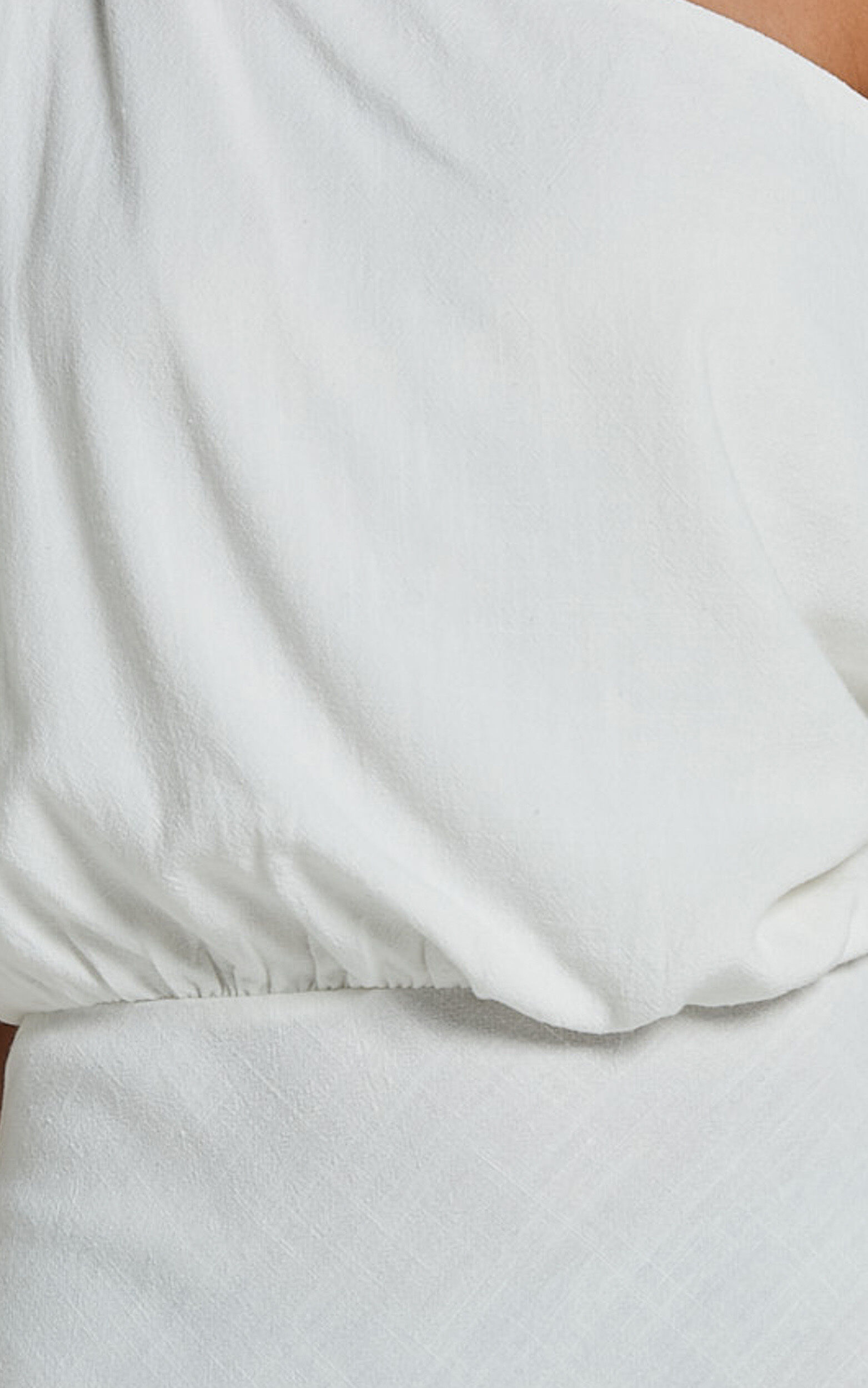 Jacqueline Midi Dress - Linen One Shoulder Dress in White